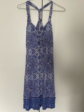 Dakini Sun Dress Small Paisley Blue & White